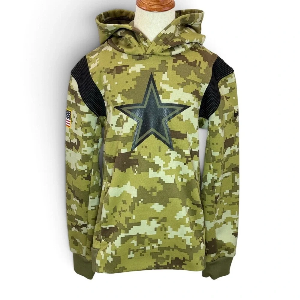 Nike Dallas Cowboys Salute To Service Green Camo Dri-Fit Hoodie Youth Small
